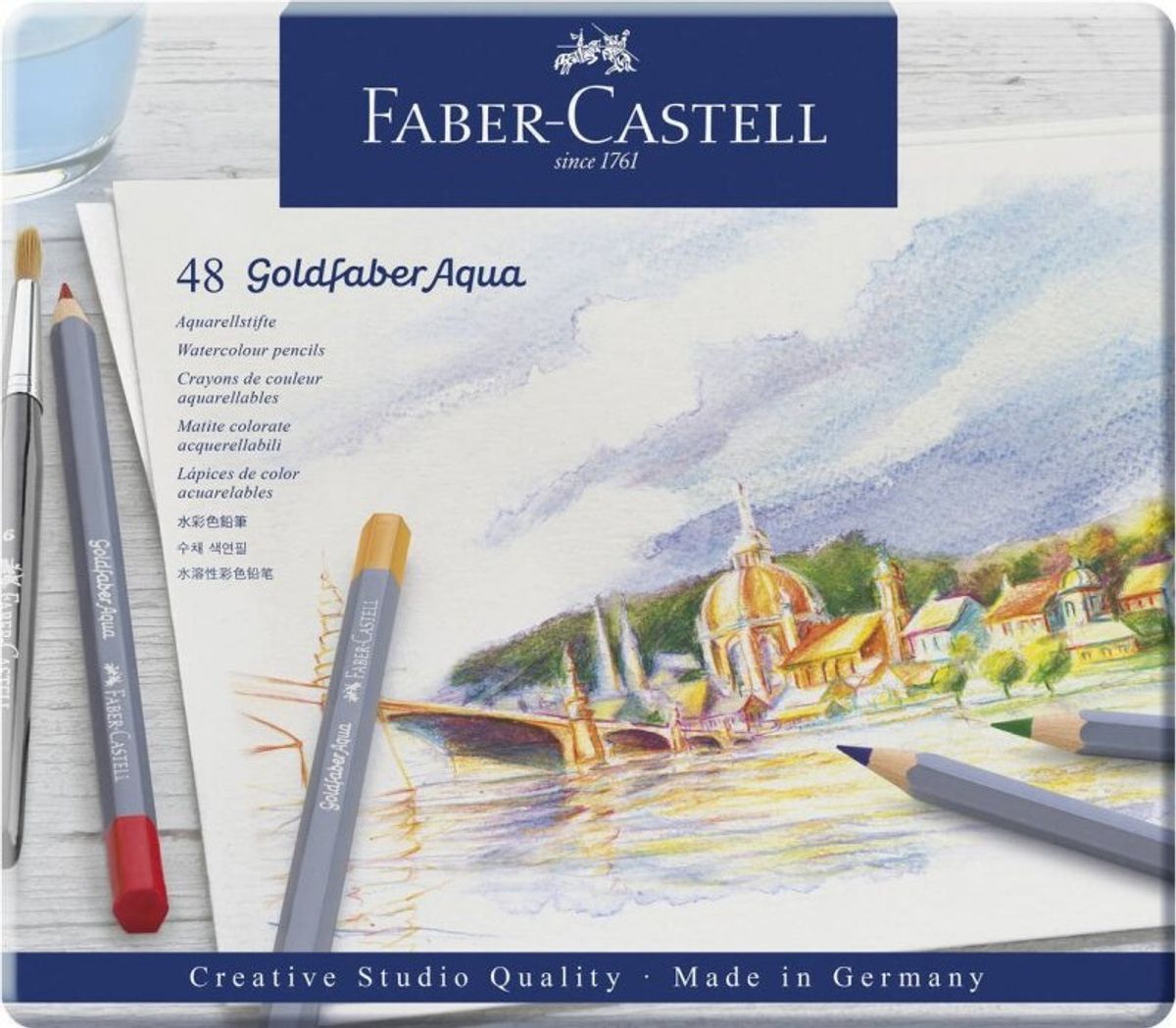 Faber-castell - Akvarel Blyanter I Tinæske - Goldfaber Aqua - 48 Stk.