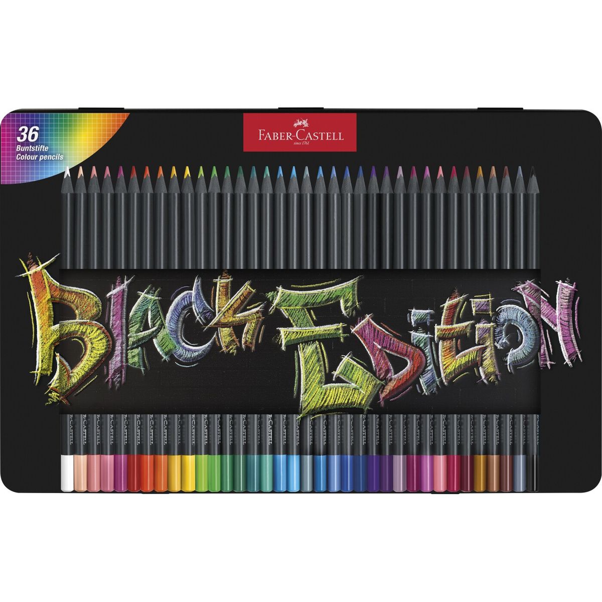 Faber-castell - Black Edition Farveblyanter I Metalæske - 36 Stk