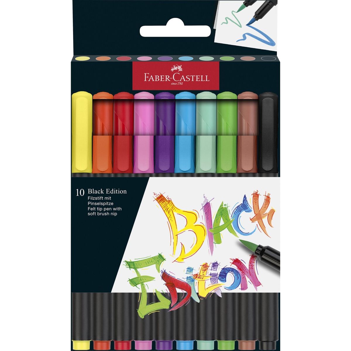 Faber-castell - Black Edition Tusser - 10 Farver