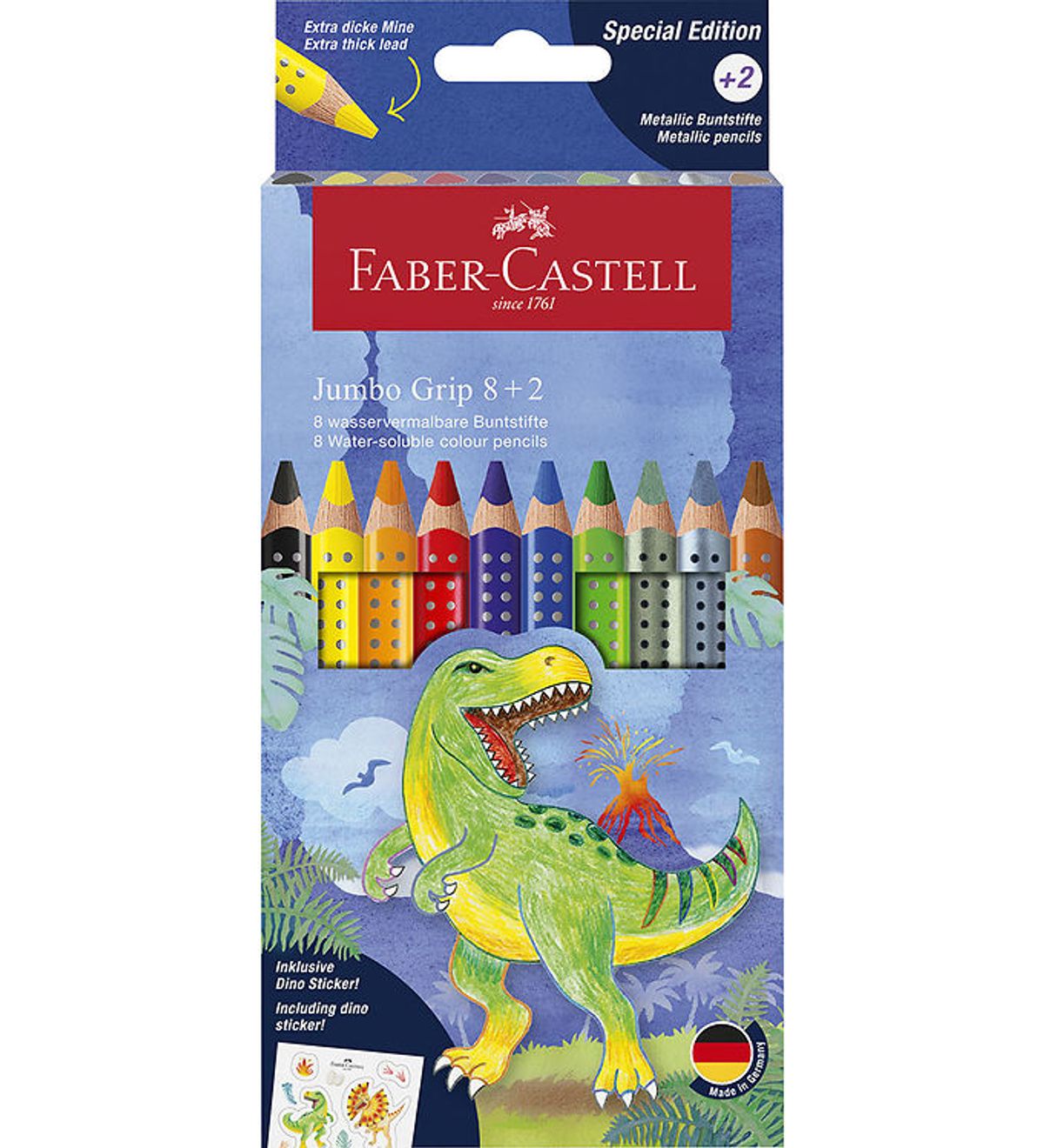 Faber-Castell Farveblyanter - 10 stk. - Jumbo Grip Dino