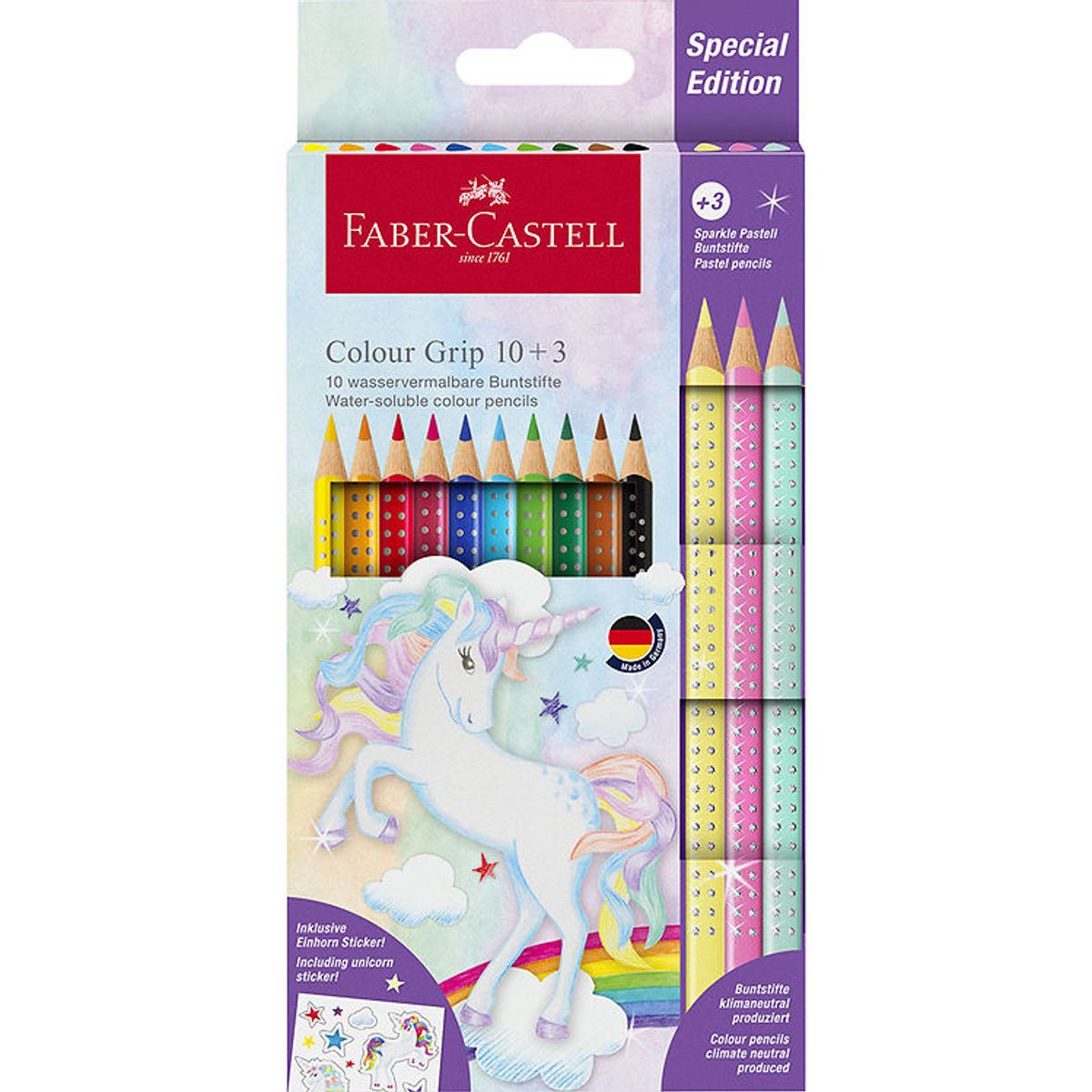 Faber-Castell Farveblyanter - Trekantet - Grip Unicorn - 10+3 st