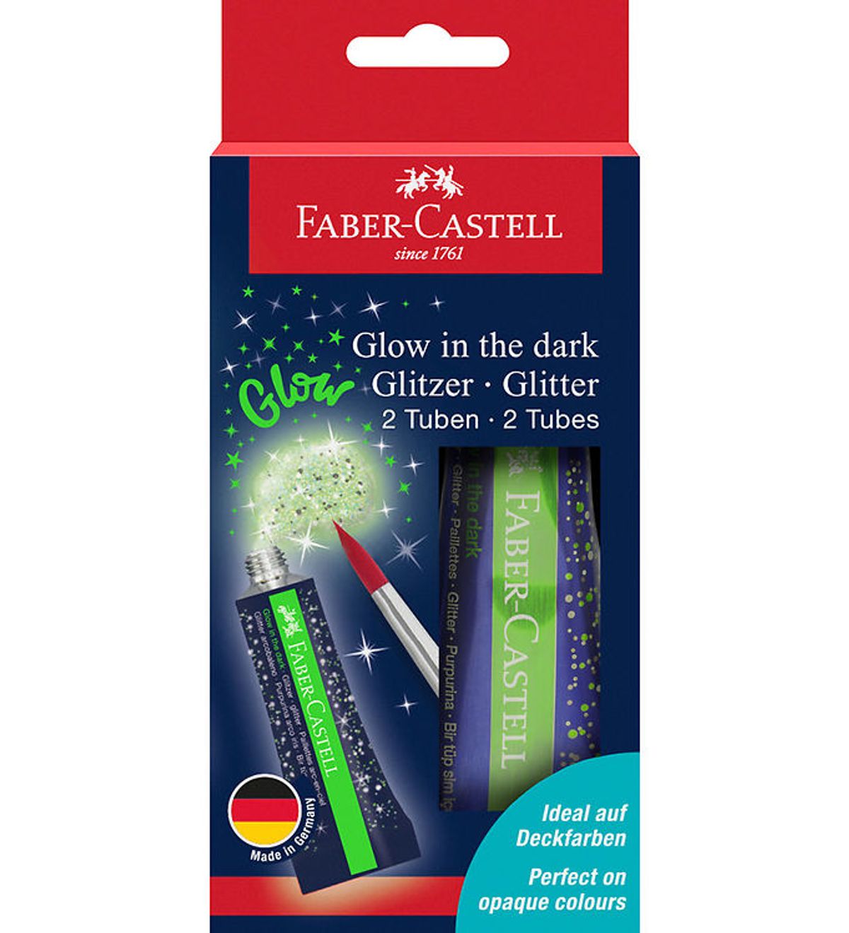 Faber-Castell Glitter Tuber - 2 stk. - Glow In The Dark