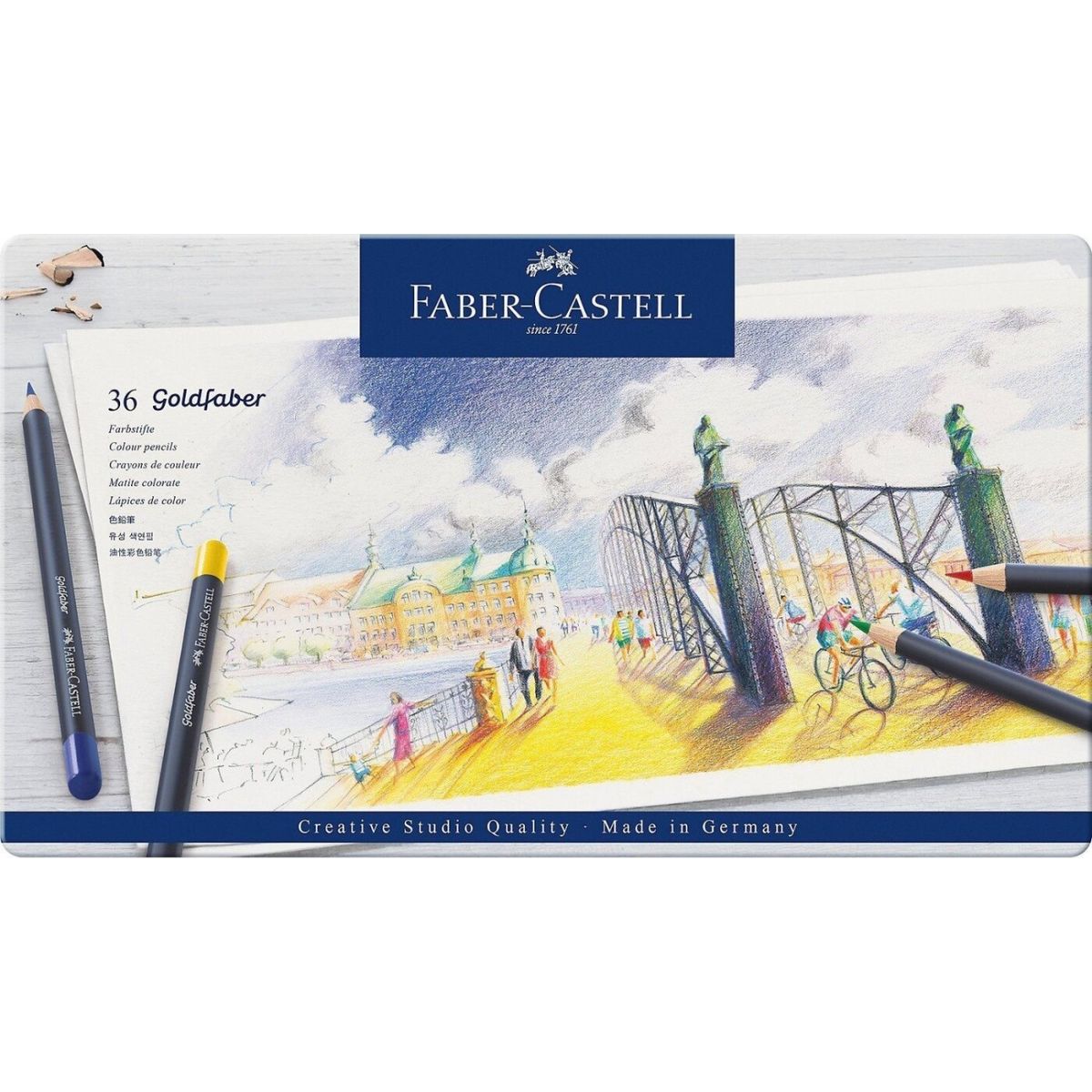 Faber-castell - Goldfaber Farveblyanter - Metalæske Med 36 Stk