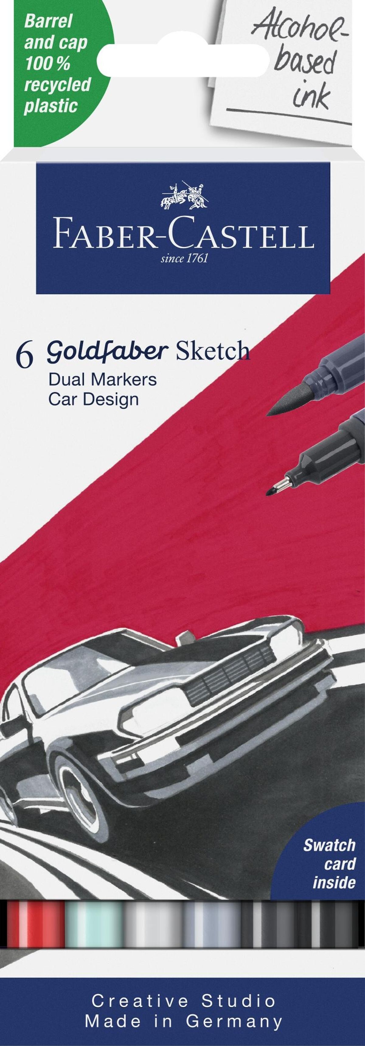 Faber-castell - Goldfaber Sketch Tusser - Car Design - 6 Farver