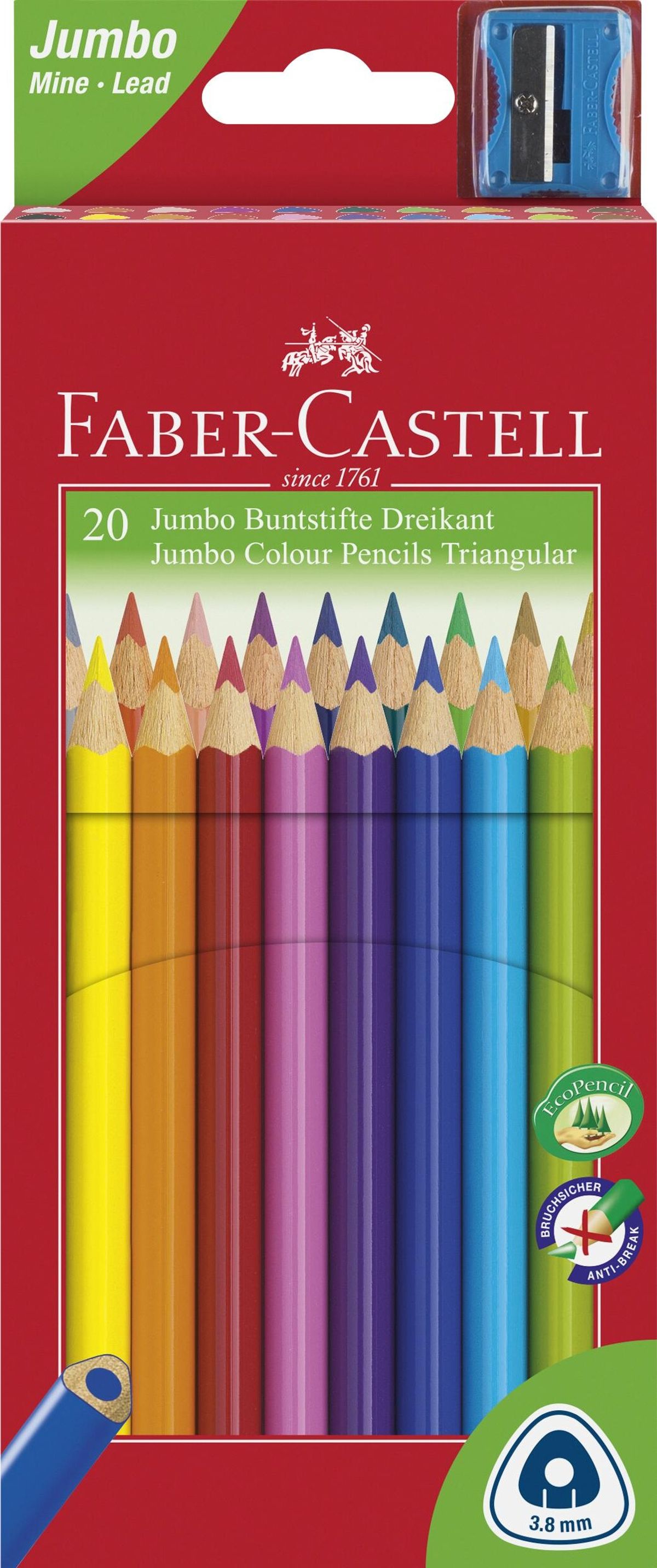 Faber-castell - Jumbo Farveblyanter - Junior Triangular - 20 Farver