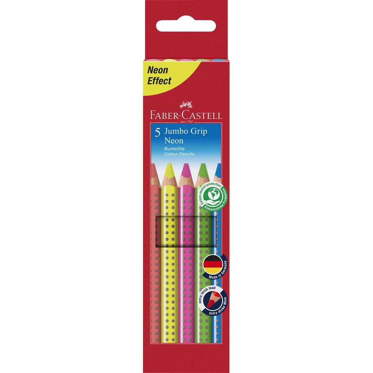 Faber-castell - Jumbo Grip Neon Farveblyanter - 5 Farver