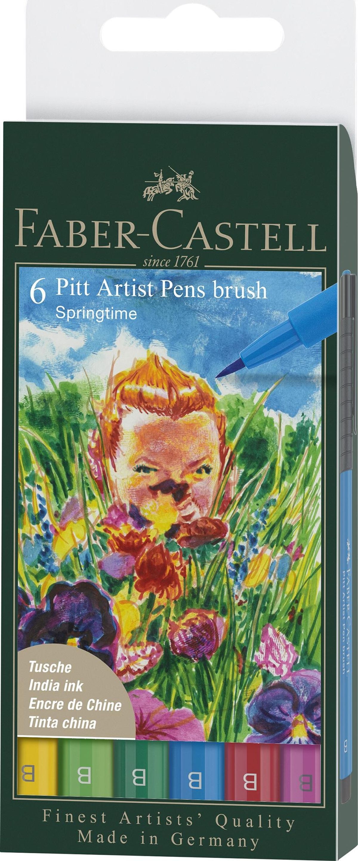 Faber-castell - Pitt Artist Pens Brush Tusser - Springtime - 6 Stk