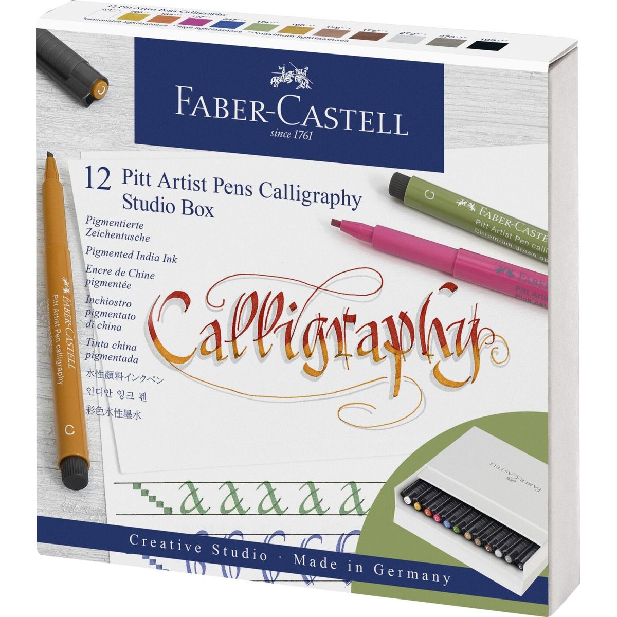 Faber-castell - Pitt Artist Pens Calligraphy Studio Box Tusser - 12 Stk