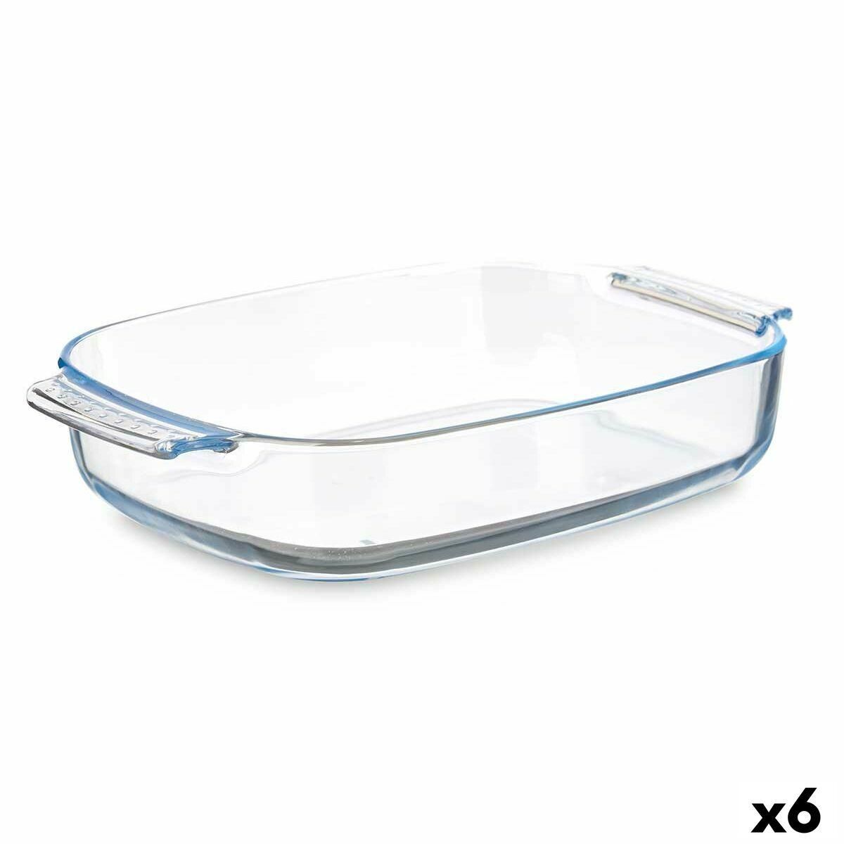 Fad Med håndtag Gennemsigtig Borosilikatglas 3,8 L 38 x 6,5 x 25,4 cm (6 enheder)