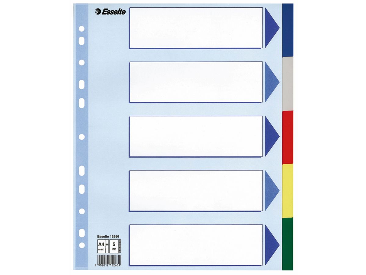 Faneblade A4+ Esselte 5 Delt Farvet Plast Maxi