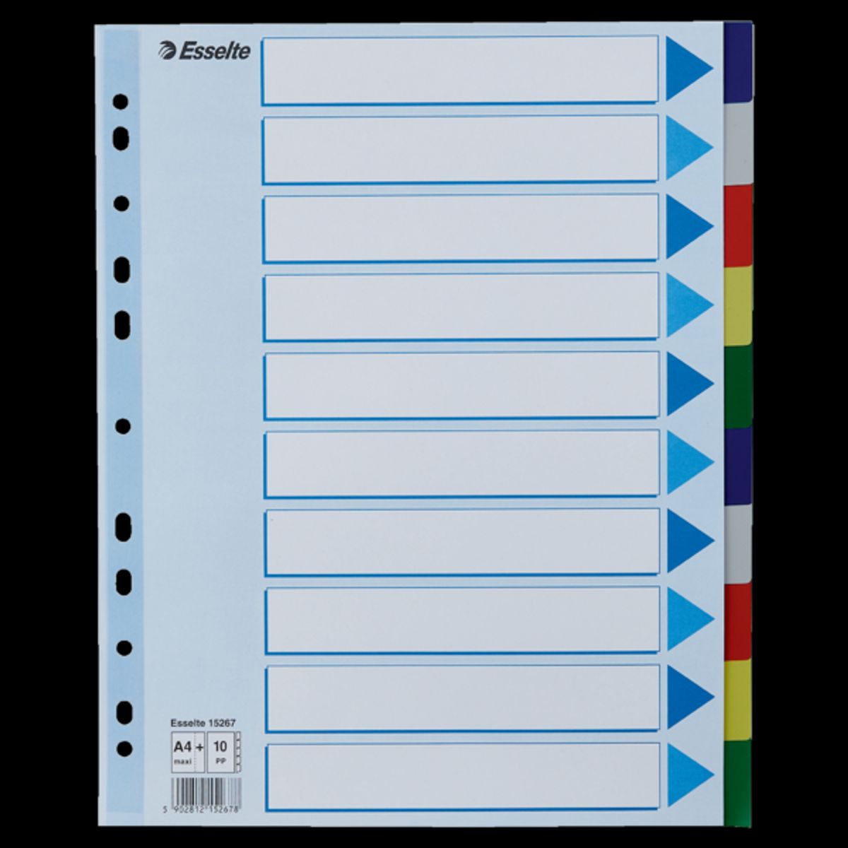 Faneblade PP A4 maxi 10delt farvede faner