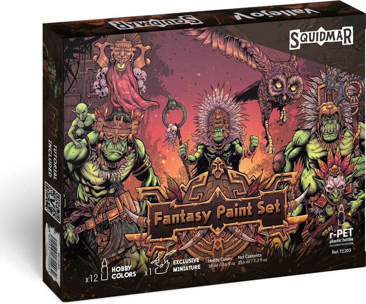 Fantasy Paint Set,12 Ass. Game Colors + Figure - 72203 - Vallejo