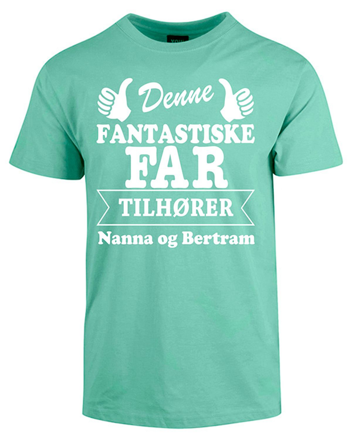 Far tilhører t-shirt med børnenes navne - Mintgrøn