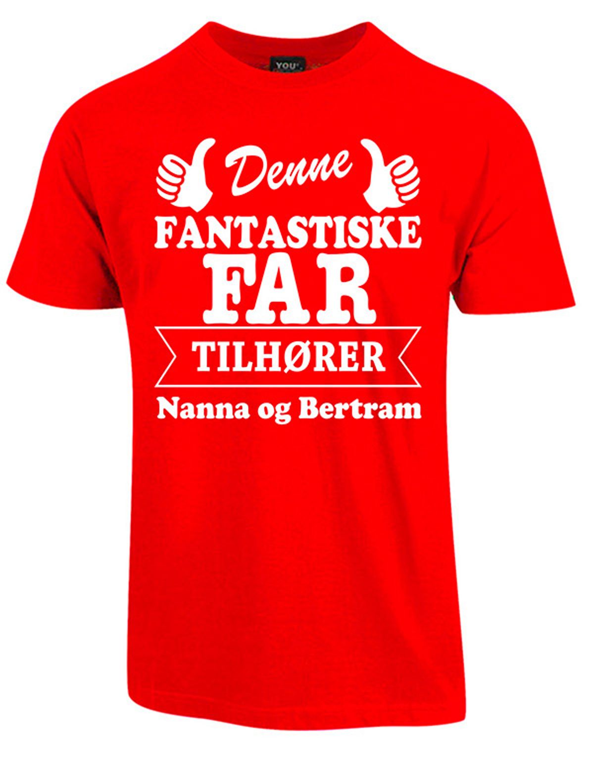 Far tilhører t-shirt med børnenes navne - Rød