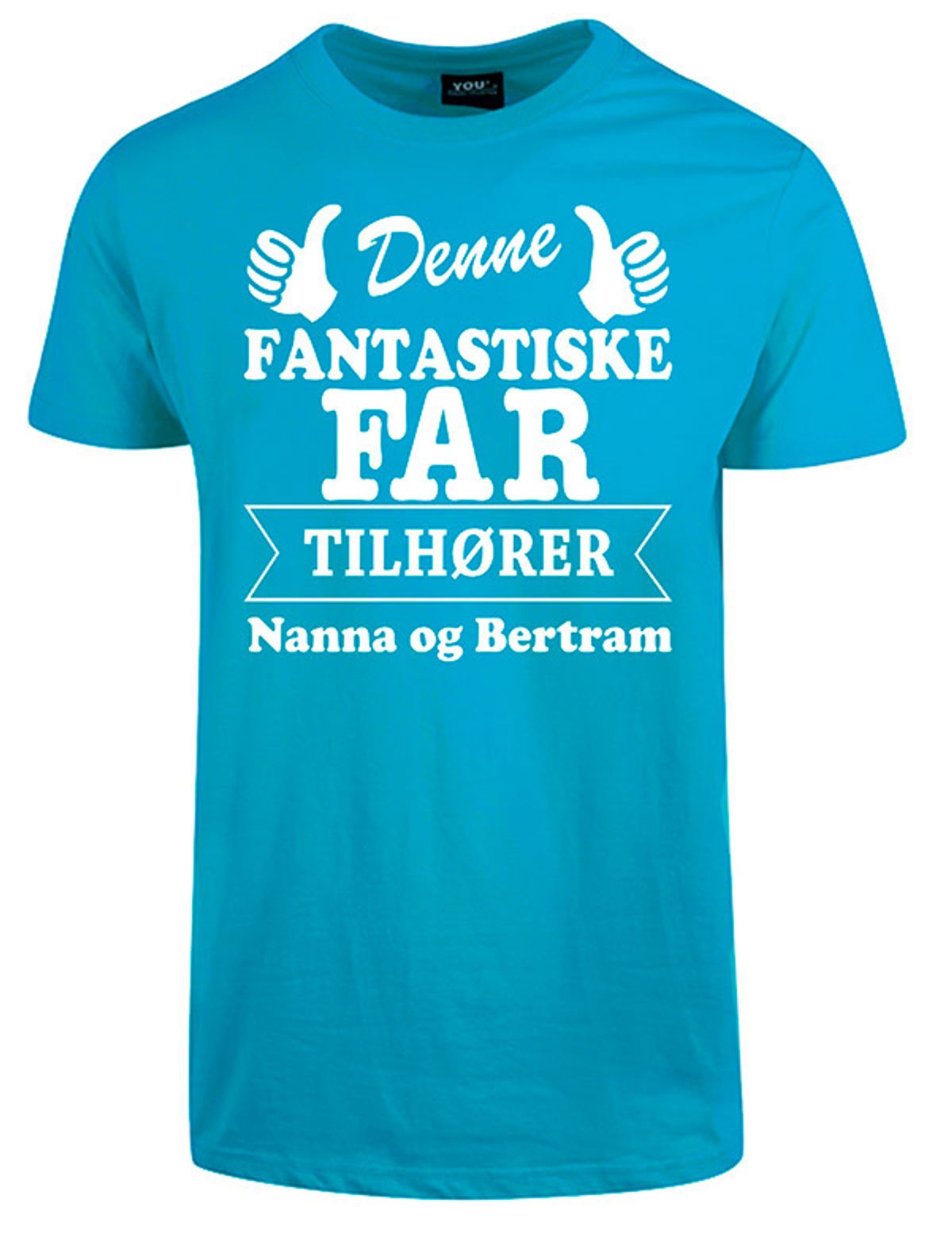 Far tilhører t-shirt med børnenes navne - Turkis