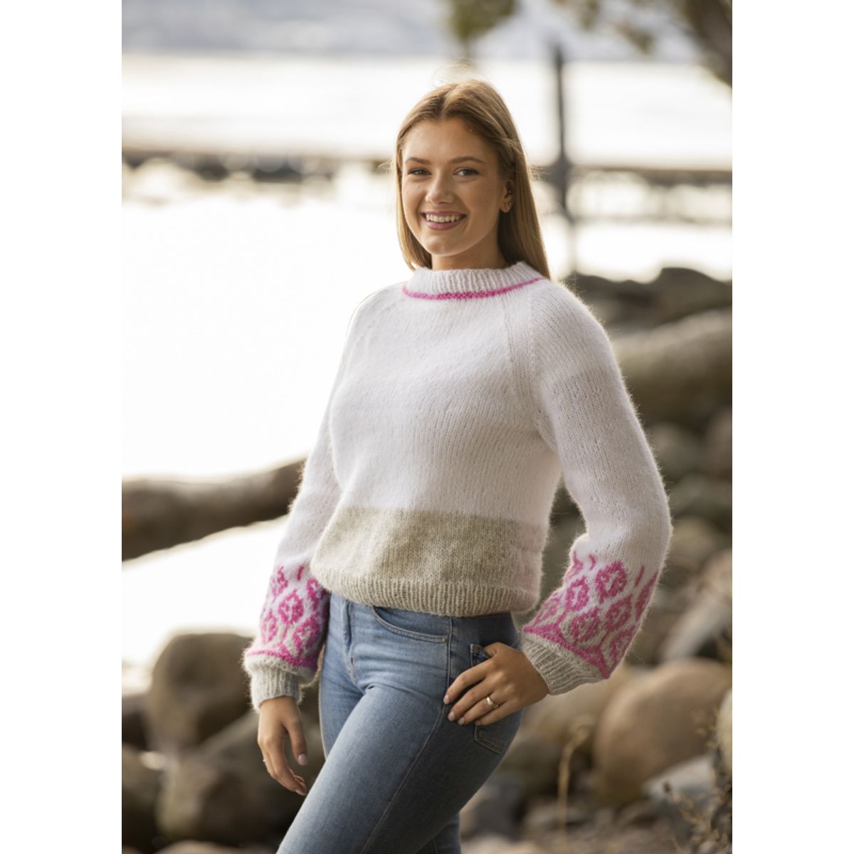 "Farmor" Genser - Viking Design 2138-9 Kit - XS-XL - Viking Alpaca Bris, fra Viking