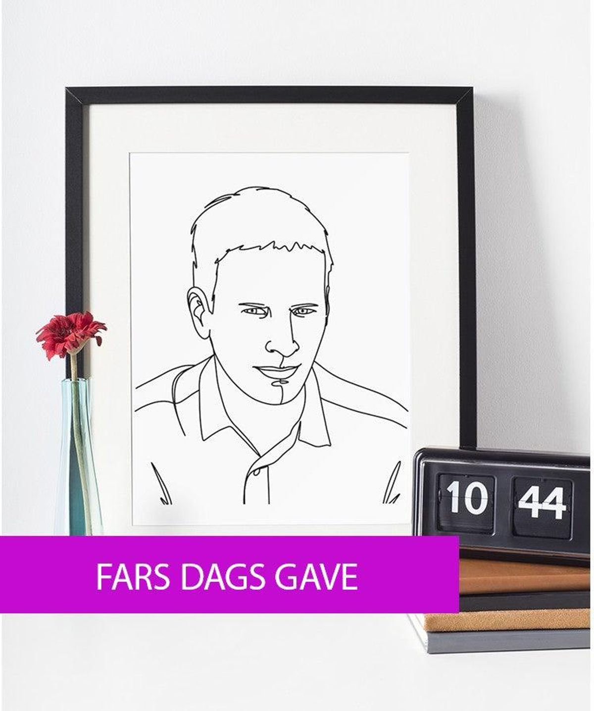 Fars dags gave - line art tegning efter dine fotos