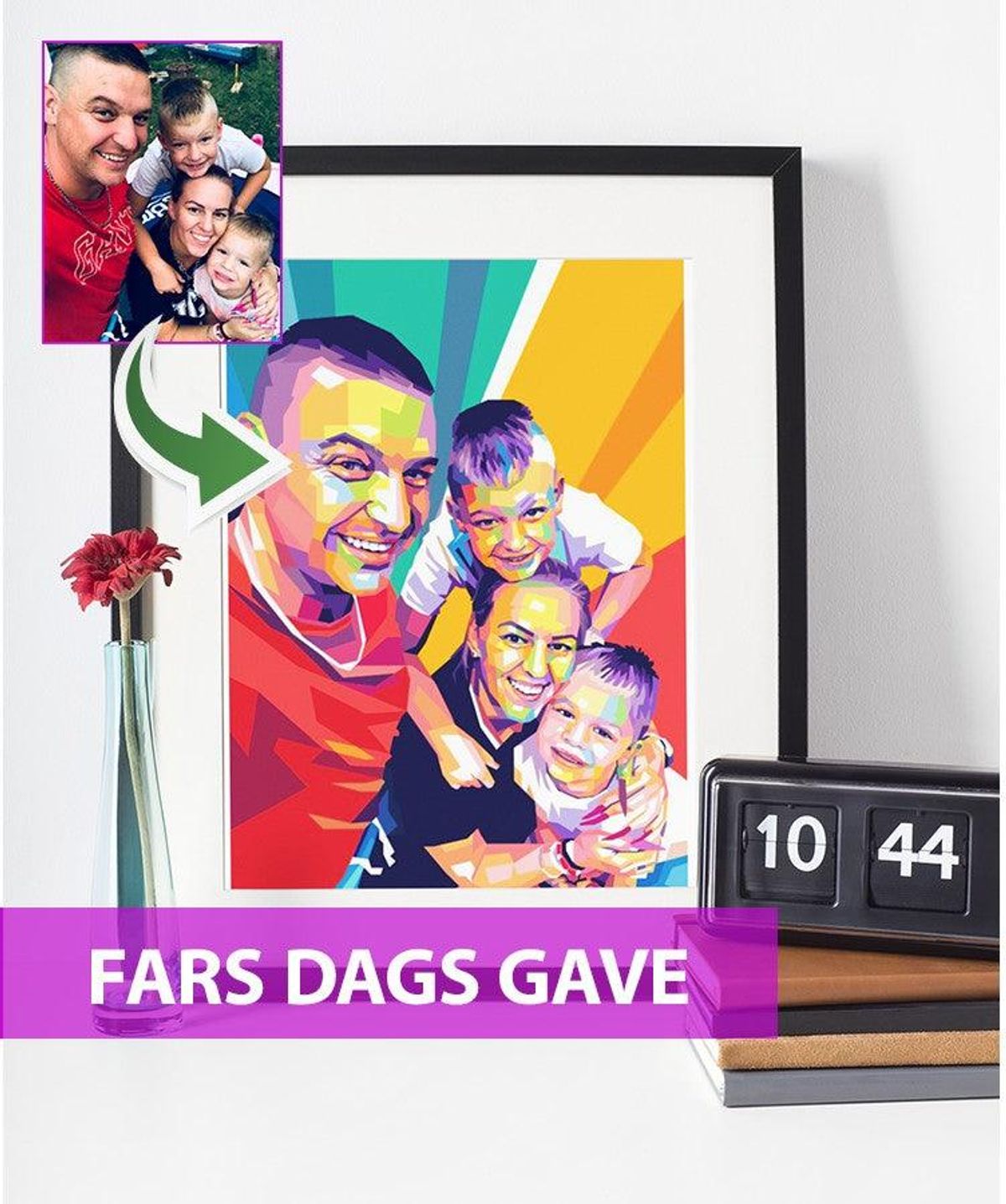 Fars dags gave - pop art tegning efter dine fotos