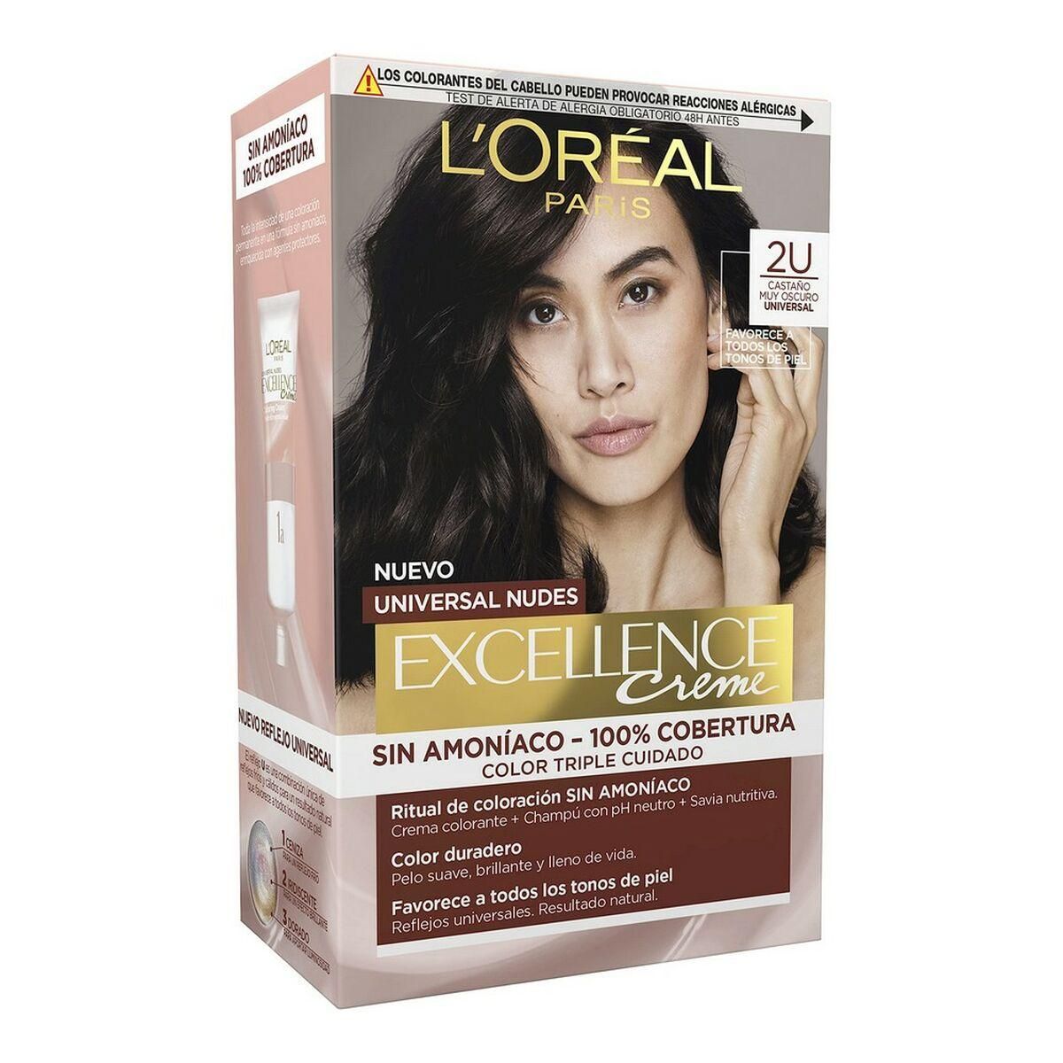 Farve uden Ammoniak L'Oreal Make Up Excellence 2u-darkest brunette