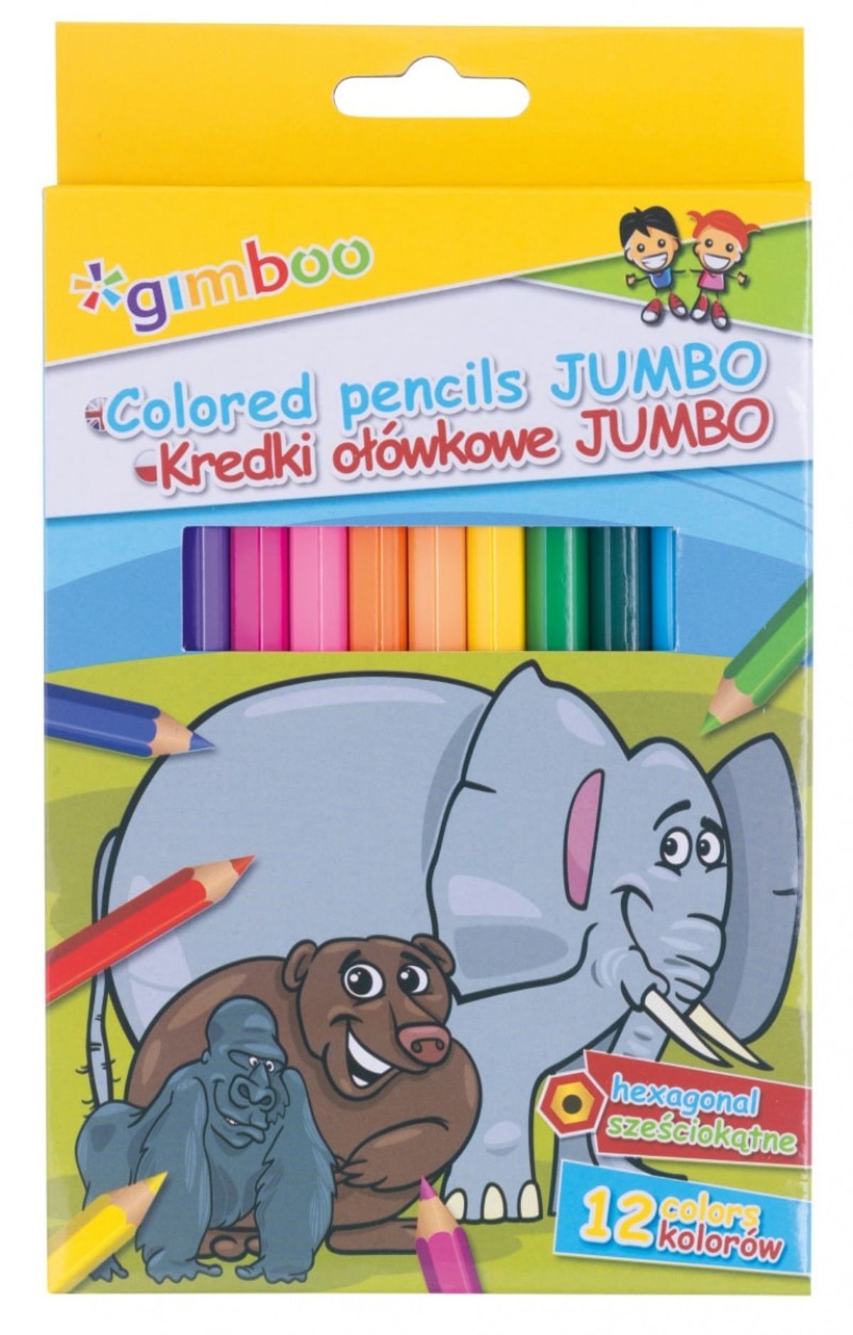 Farveblyanter Jumbo GIMBOO, 12 farver,.