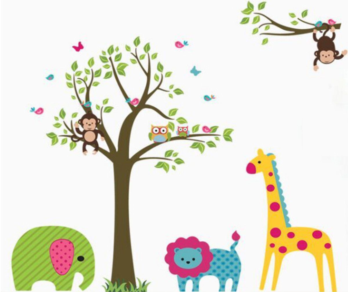 Farverig wallsticker med dyrene fra ZOO.