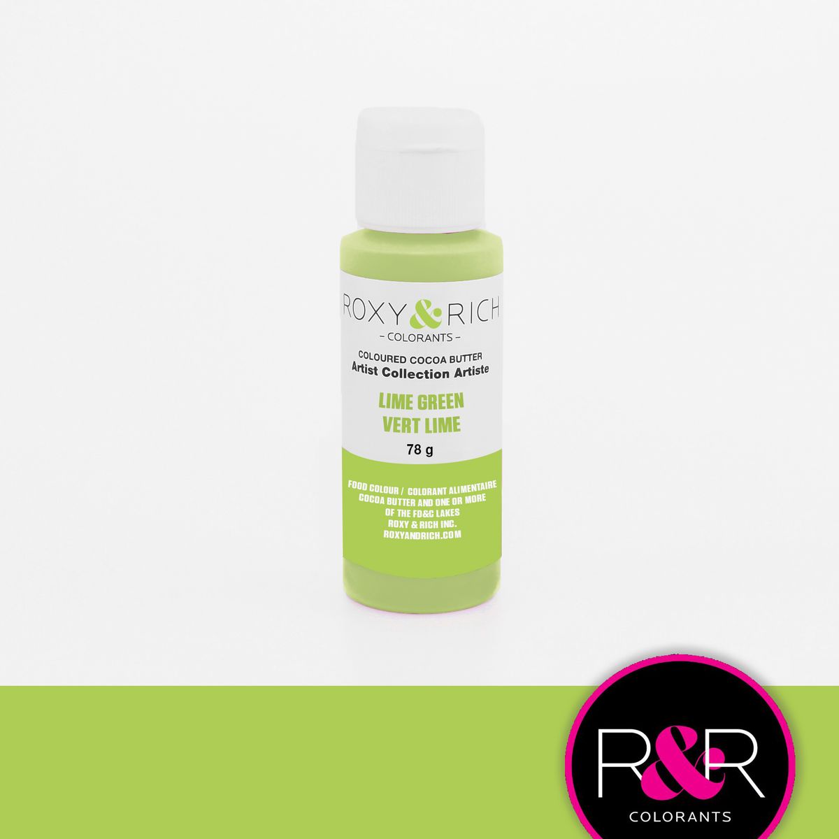 Farvet kakaosmør - Lime Green 78 g - Roxy & Rich Artist Collection