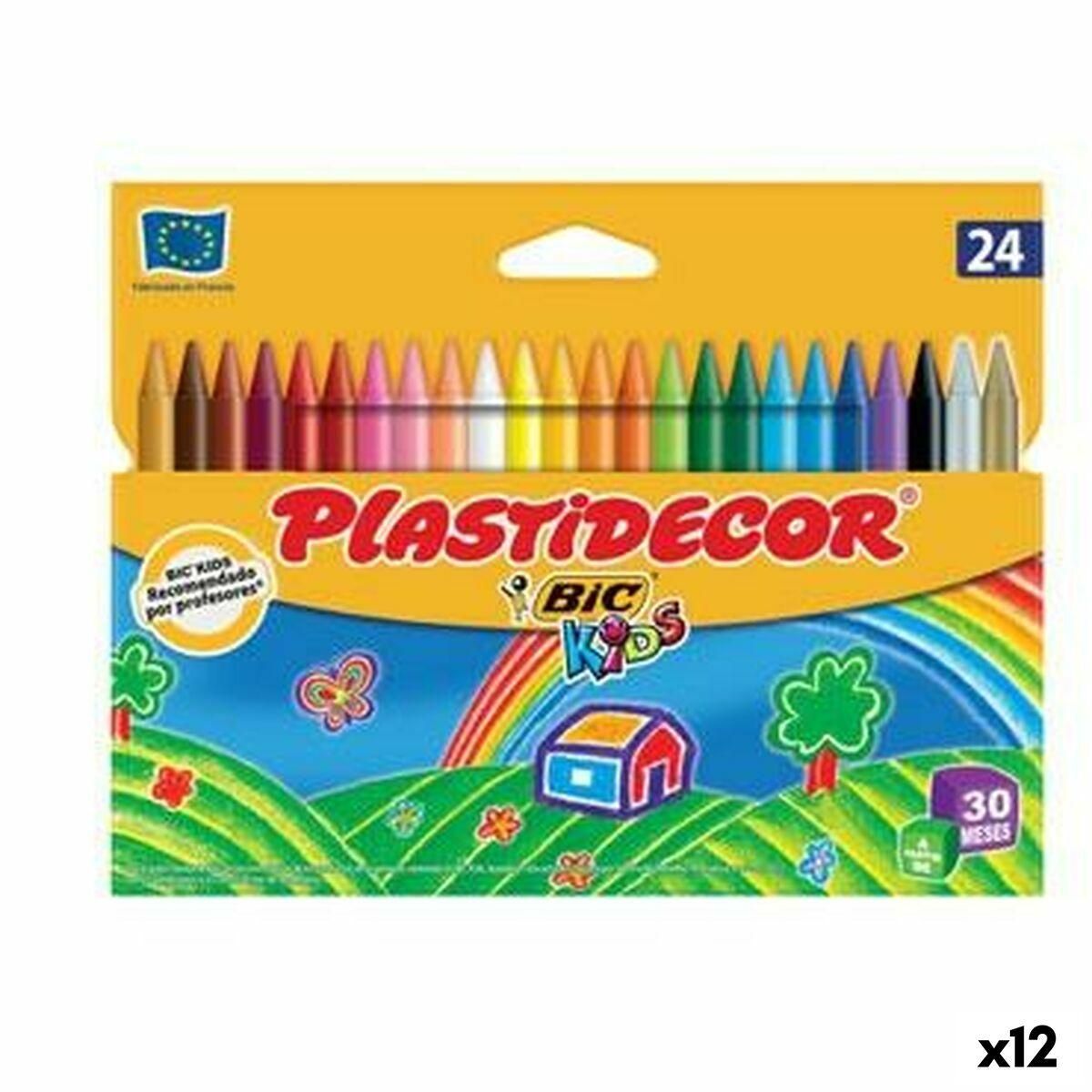 Farvevoks Plastidecor Multifarvet (12 enheder)