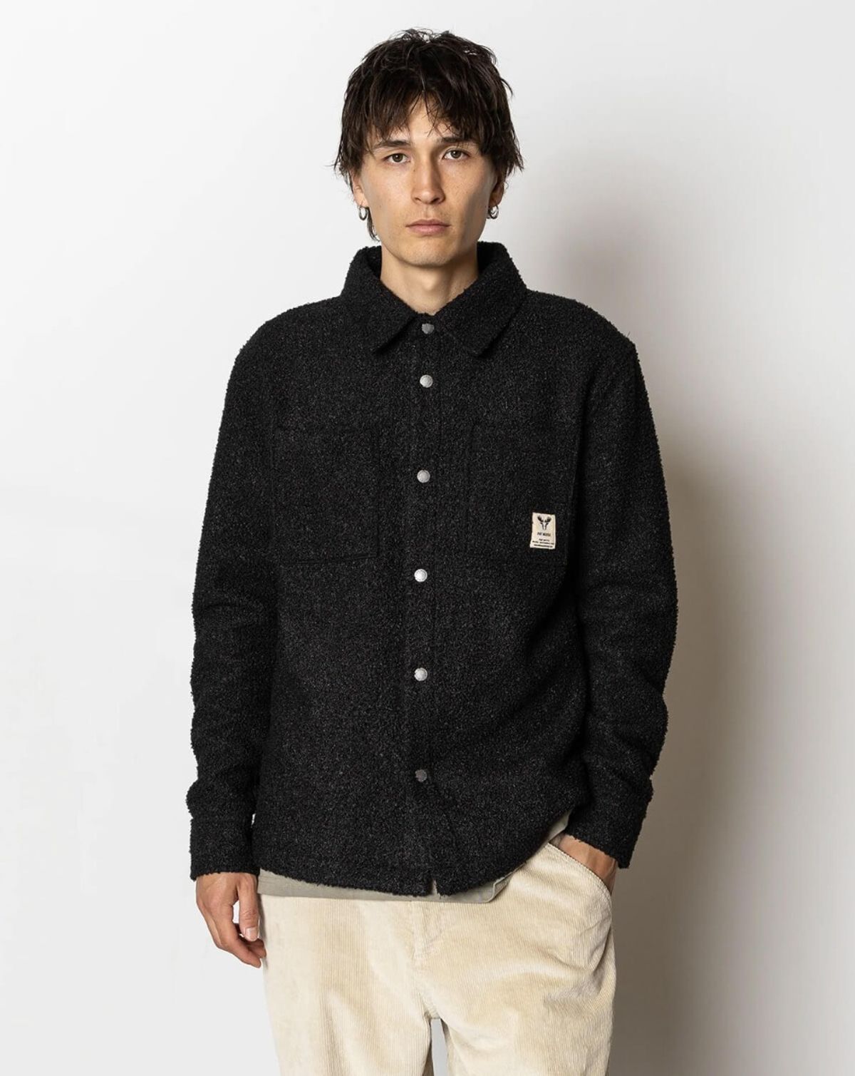 Fat Moose Ace Boucle Overshirt Sort