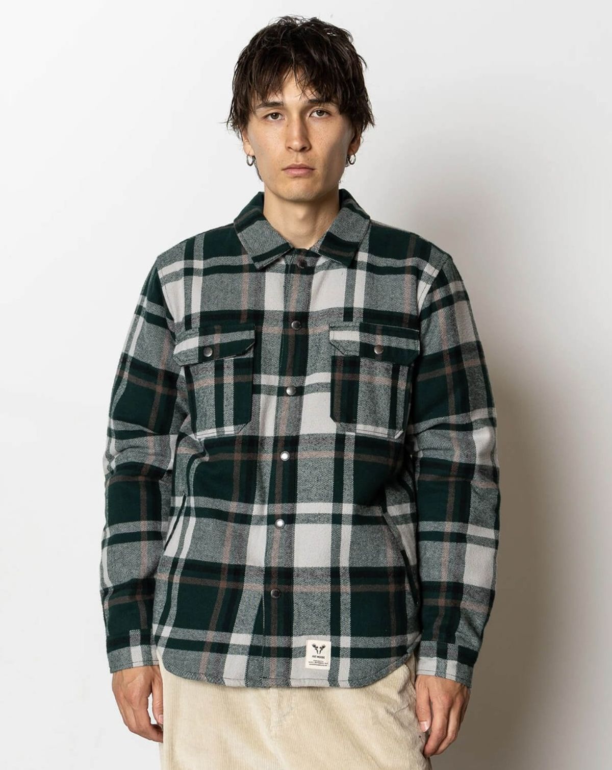 Fat Moose Asger Overshirt Mørk Grøn / Ecru