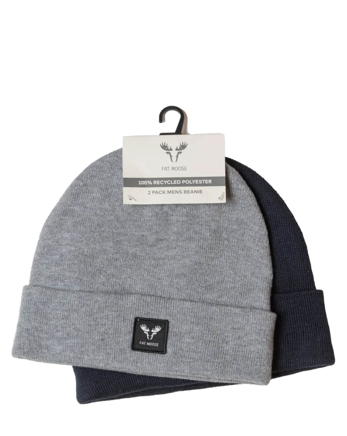 Fat Moose Base 2-pak Beanie Mørk navy / Light grey melange