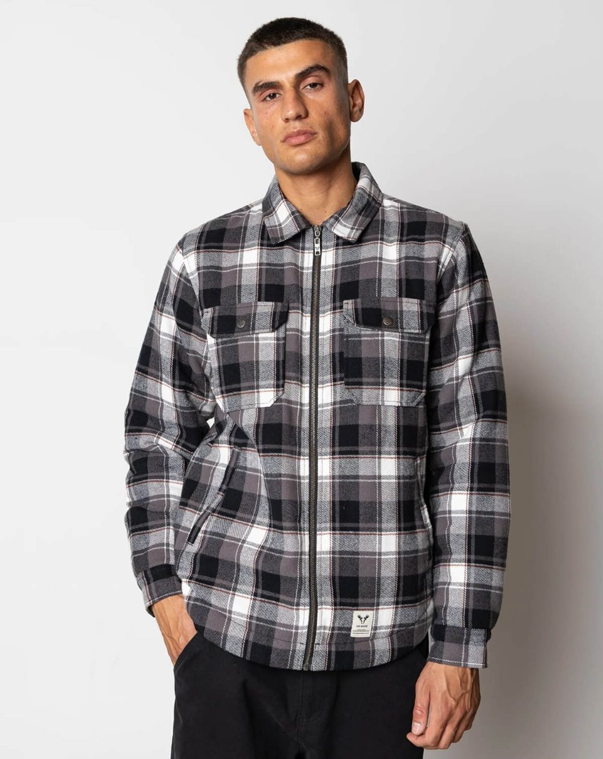 Fat Moose Holger Ternet Overshirt Sort / Ecru