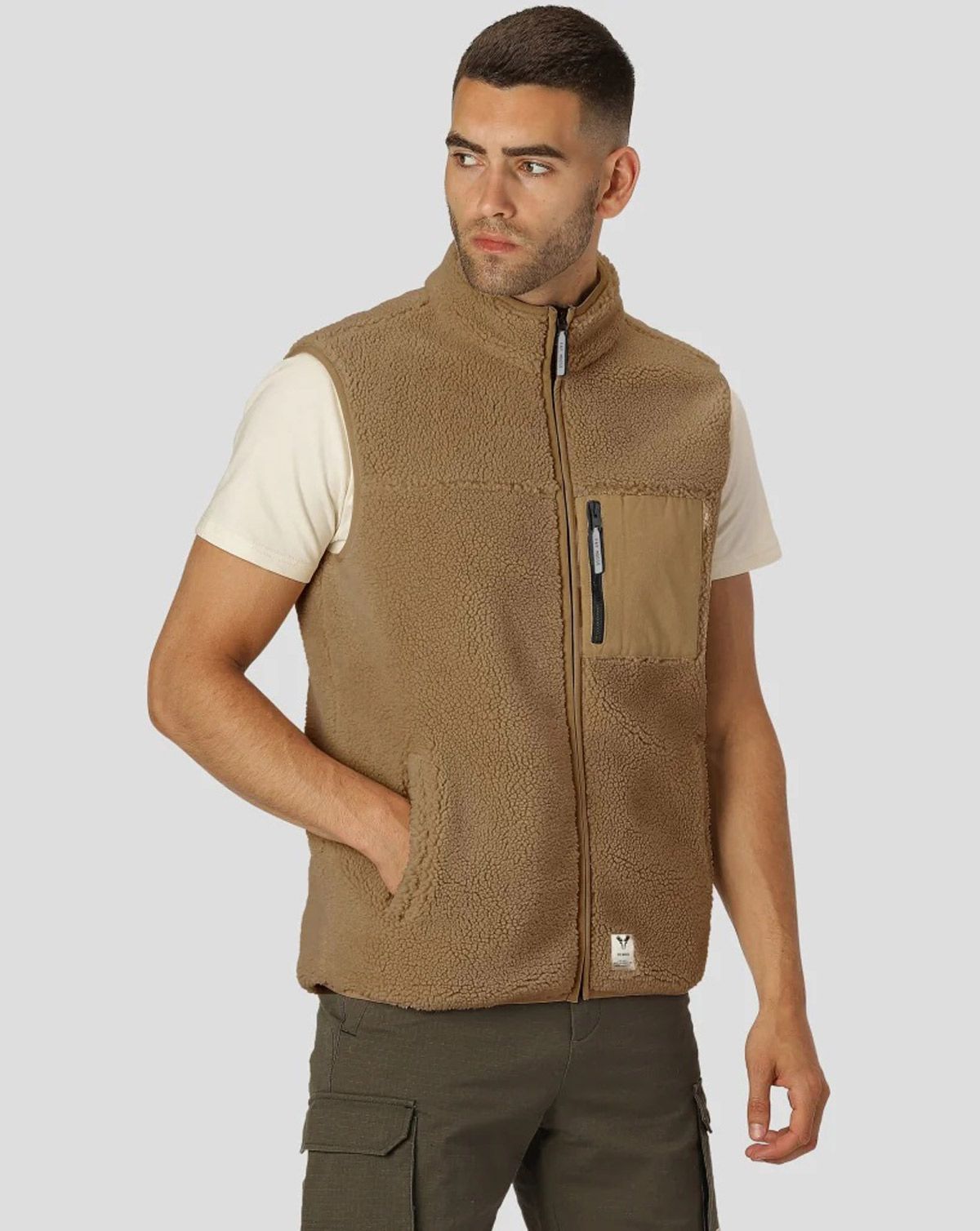 Fat Moose Hugh Fleece Vest Light Brun