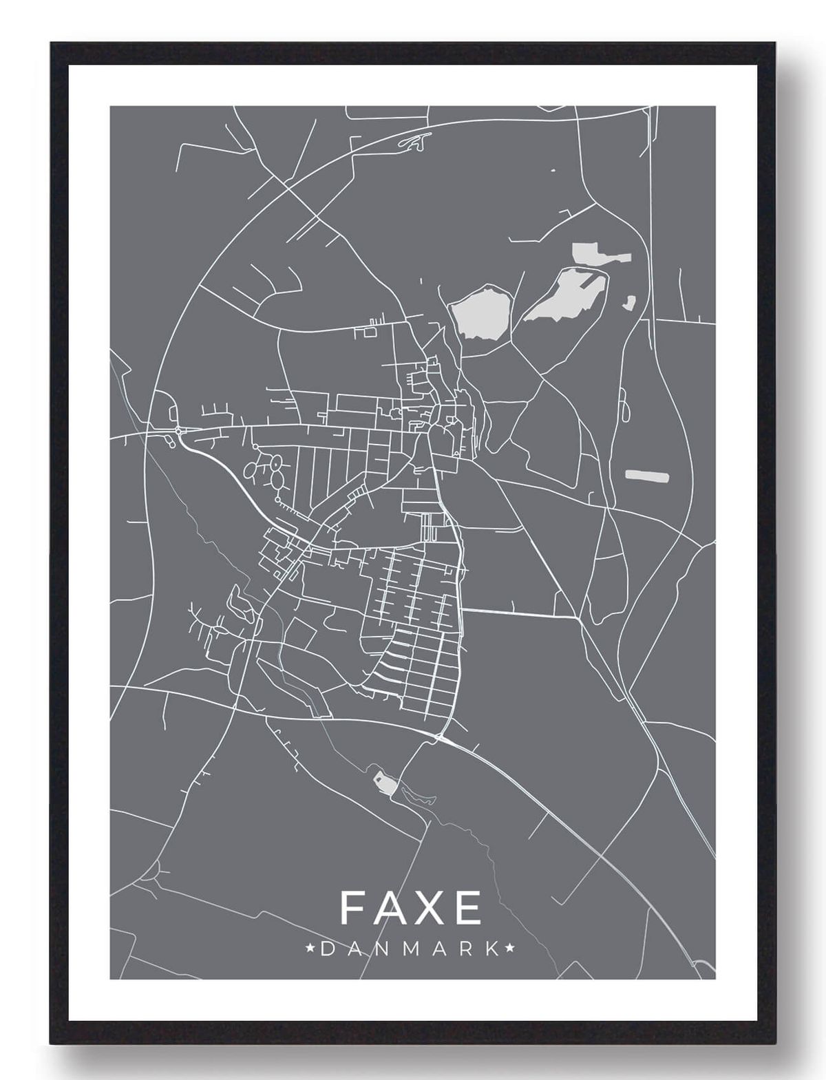 Faxe by plakat - grå (Størrelse: L - 50x70cm (B2))