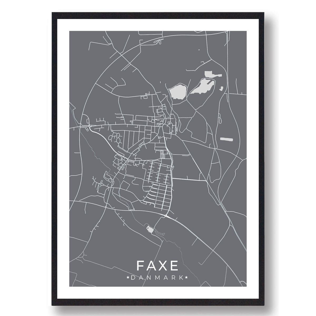 Faxe by plakat - grå (Størrelse: M - 30x40cm)