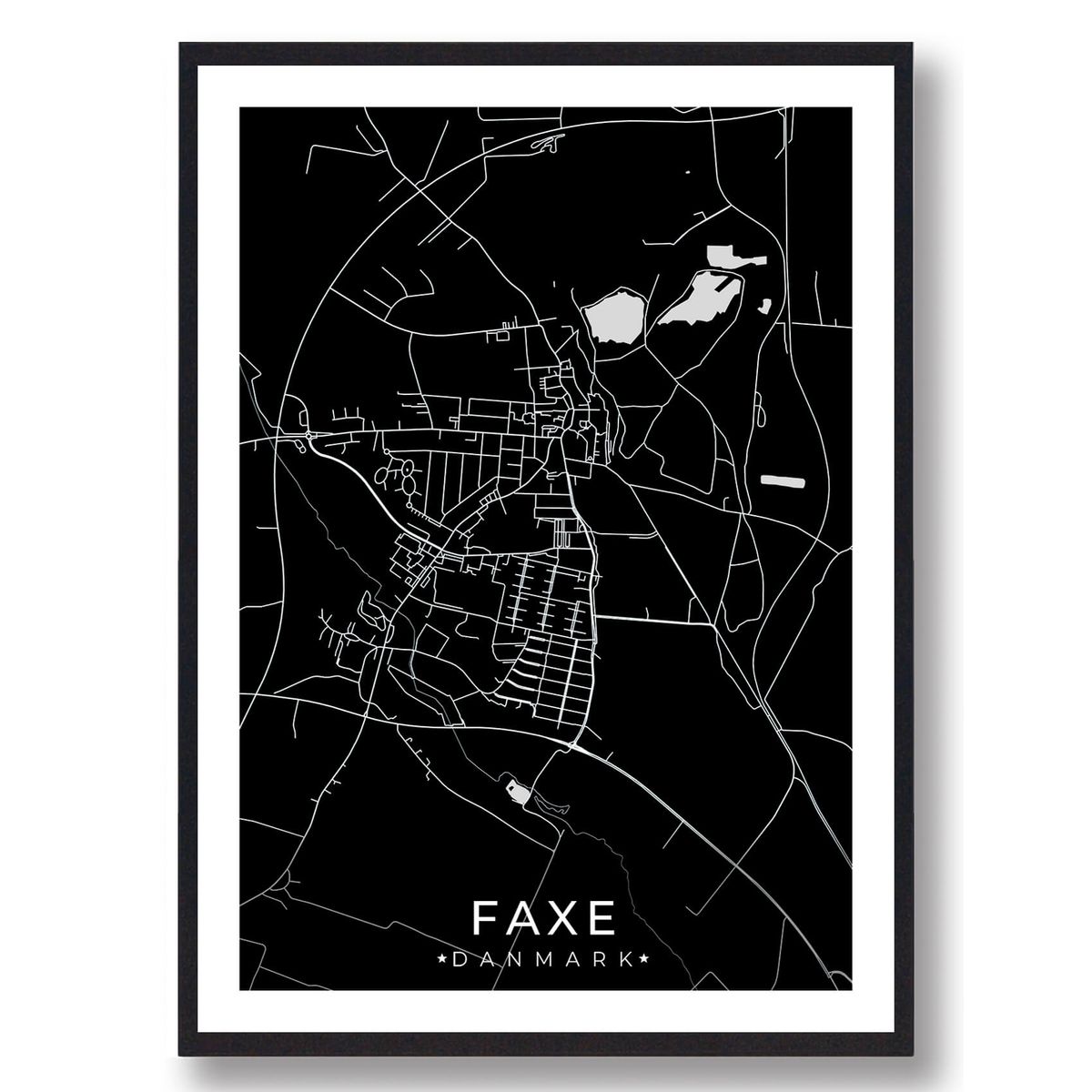 Faxe by plakat - sort (Størrelse: XS - 15x21cm (A5))