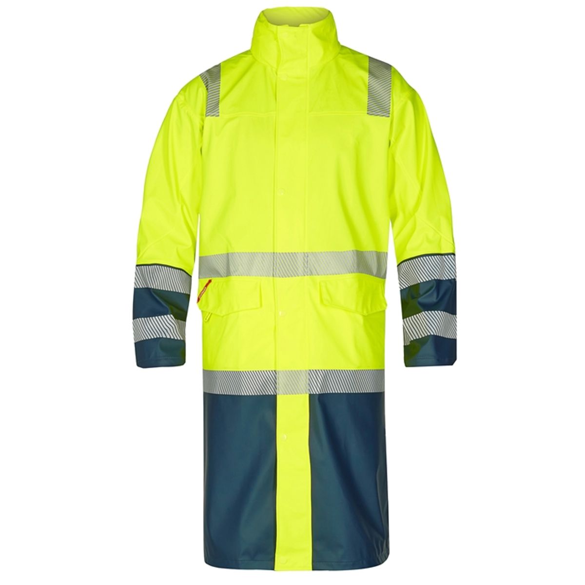 Fe-engel Safety Lang Regnjakke - Gul/marine-2xl