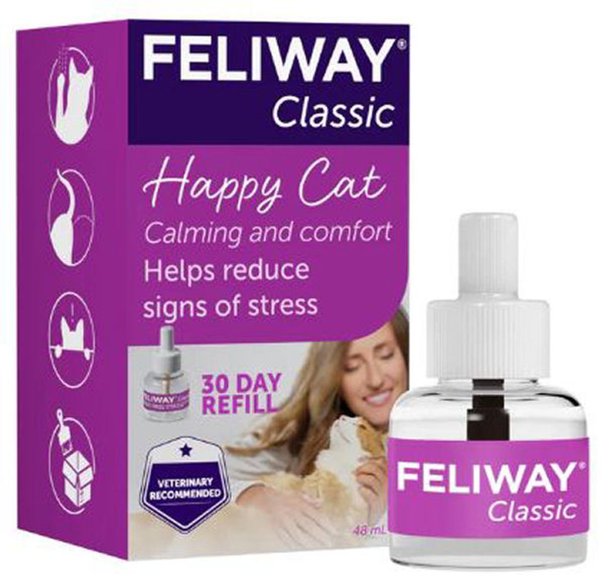 Feliway classic happy cat helps reduce signs of stress 30 day refill flakon for diffuser 48ml