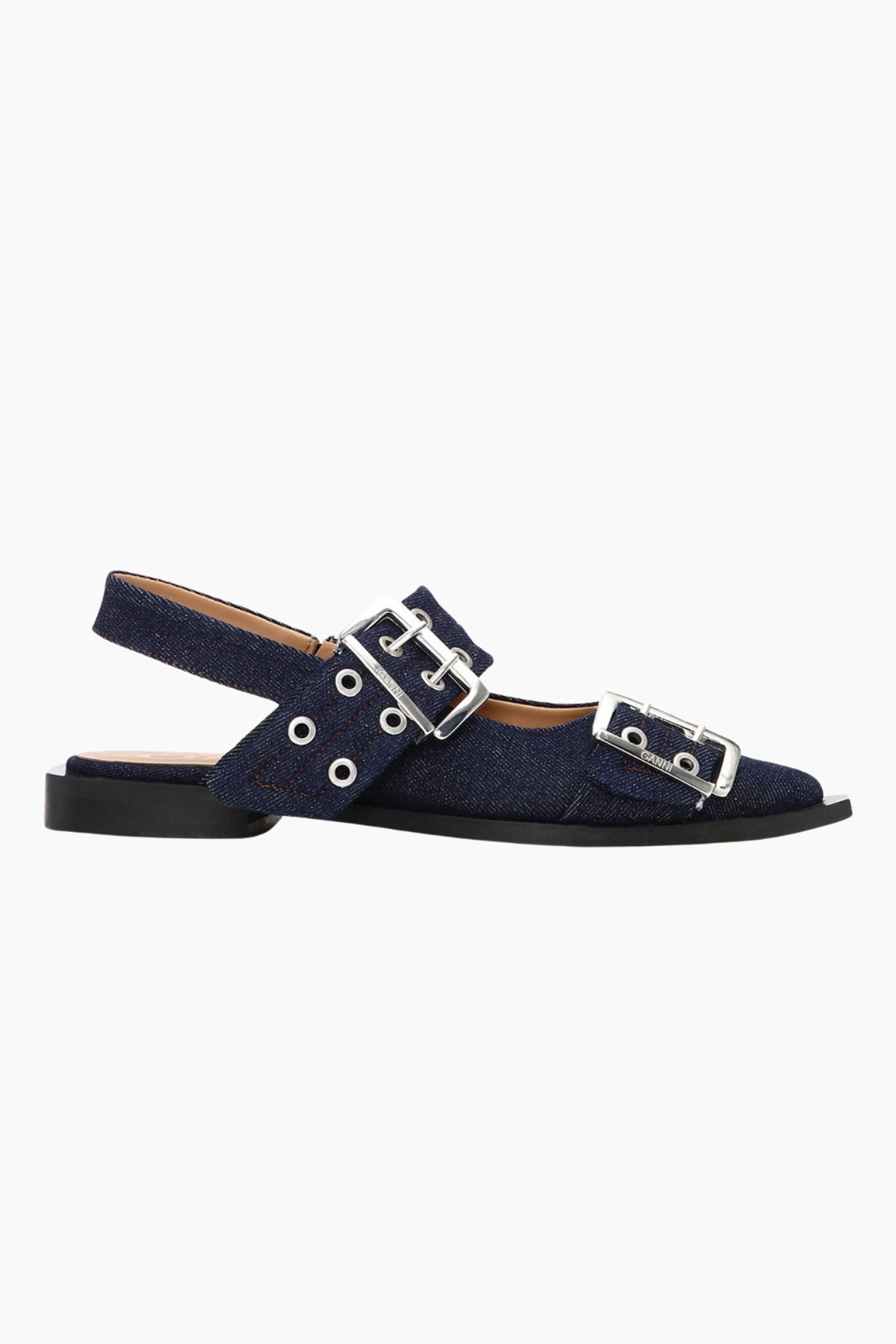 Feminine Buckle Ballerina Denim S2797 - Dark Navy - Ganni - Navy 38