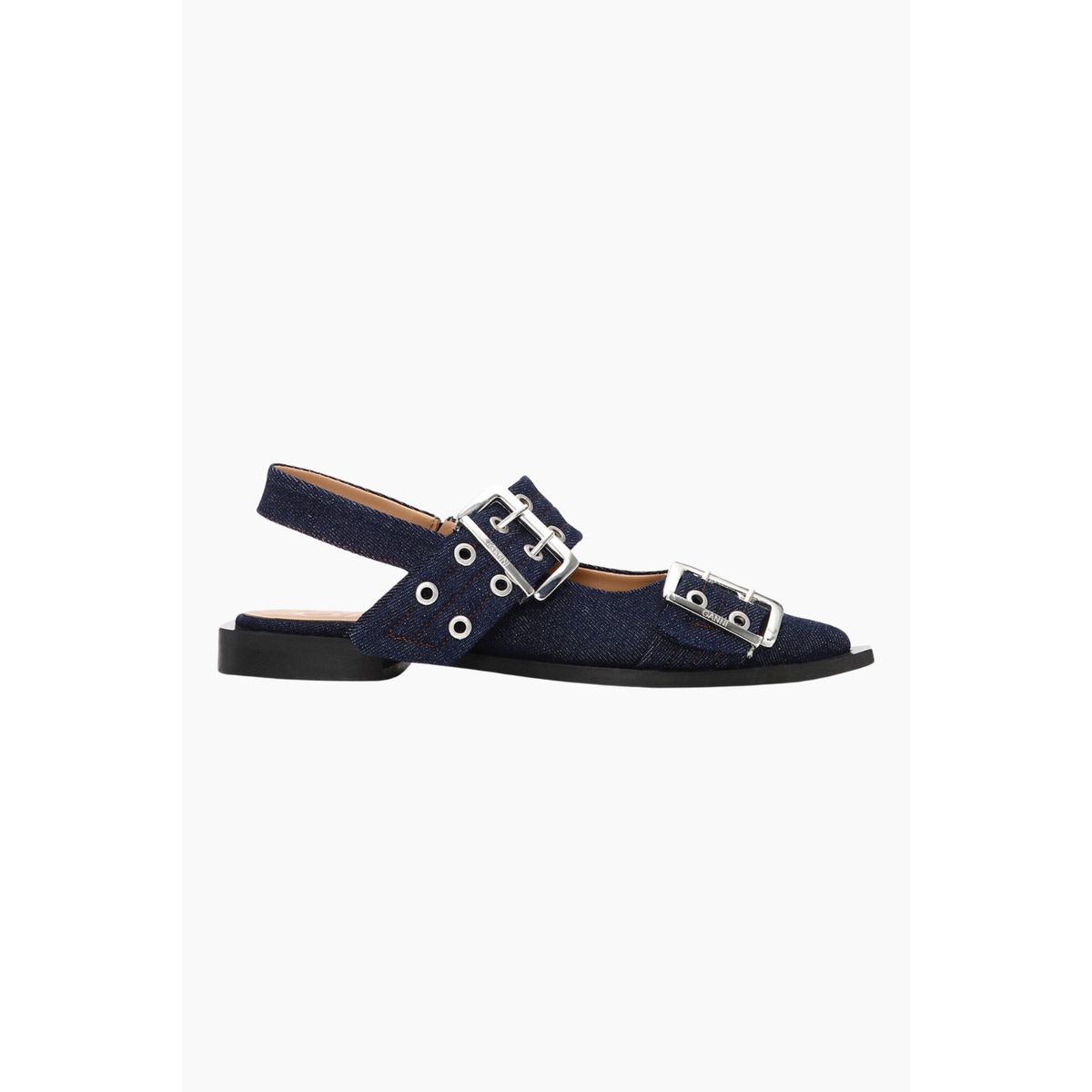 Feminine Buckle Ballerina Denim S2797 - Dark Navy - Ganni - Navy 40