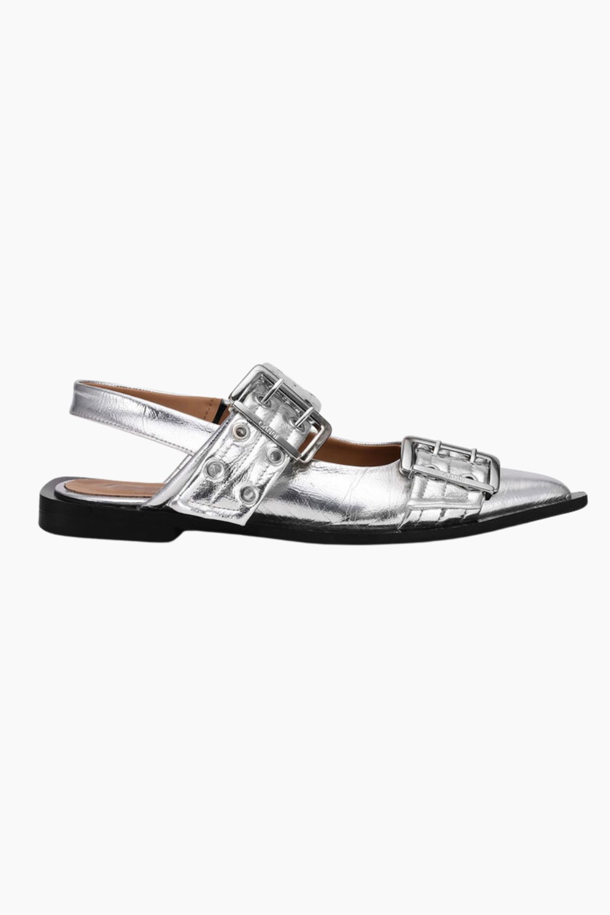 Feminine Buckle Ballerina Metallic S2725 - Silver - GANNI - Sølv 37