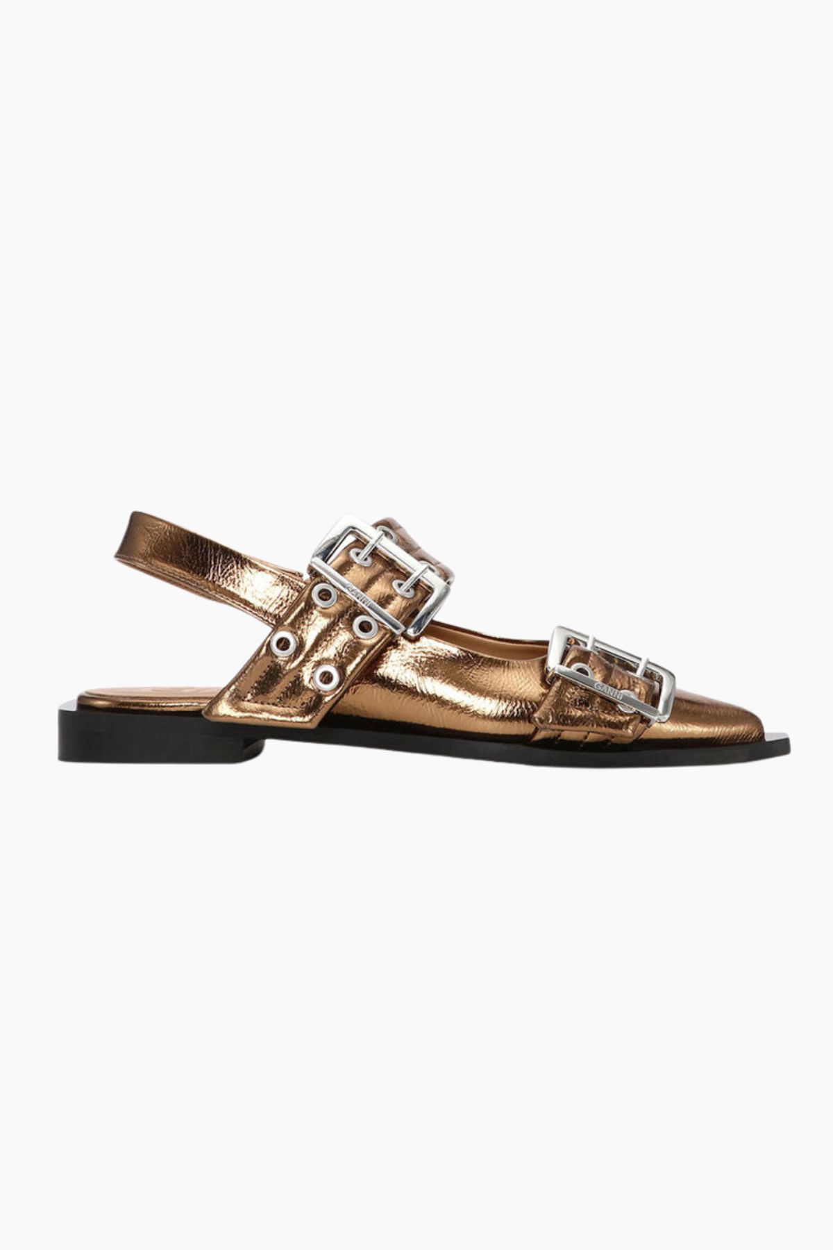 Feminine Buckle Ballerina Metallic S2799 - Bronze - GANNI - Brun 39