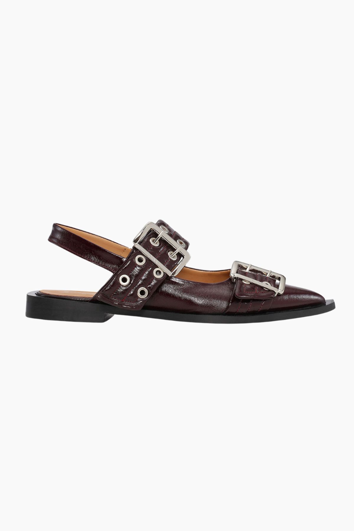 Feminine Buckle Ballerina Naplack S2818 - Burgundy - GANNI - Bordeaux 38