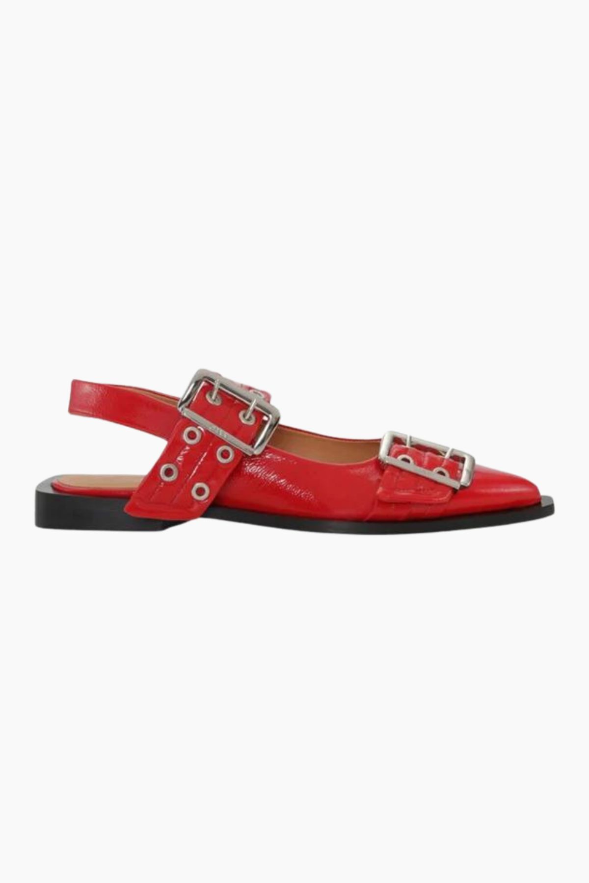 Feminine Buckle Ballerina Naplack S2843 - Racing Red - GANNI - Rød 37