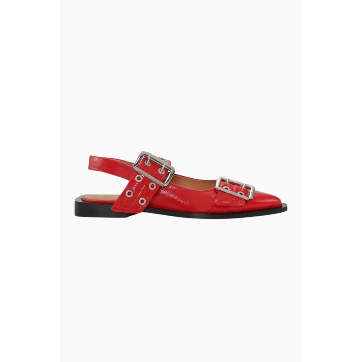 Feminine Buckle Ballerina Naplack S2843 - Racing Red - GANNI - Rød 38