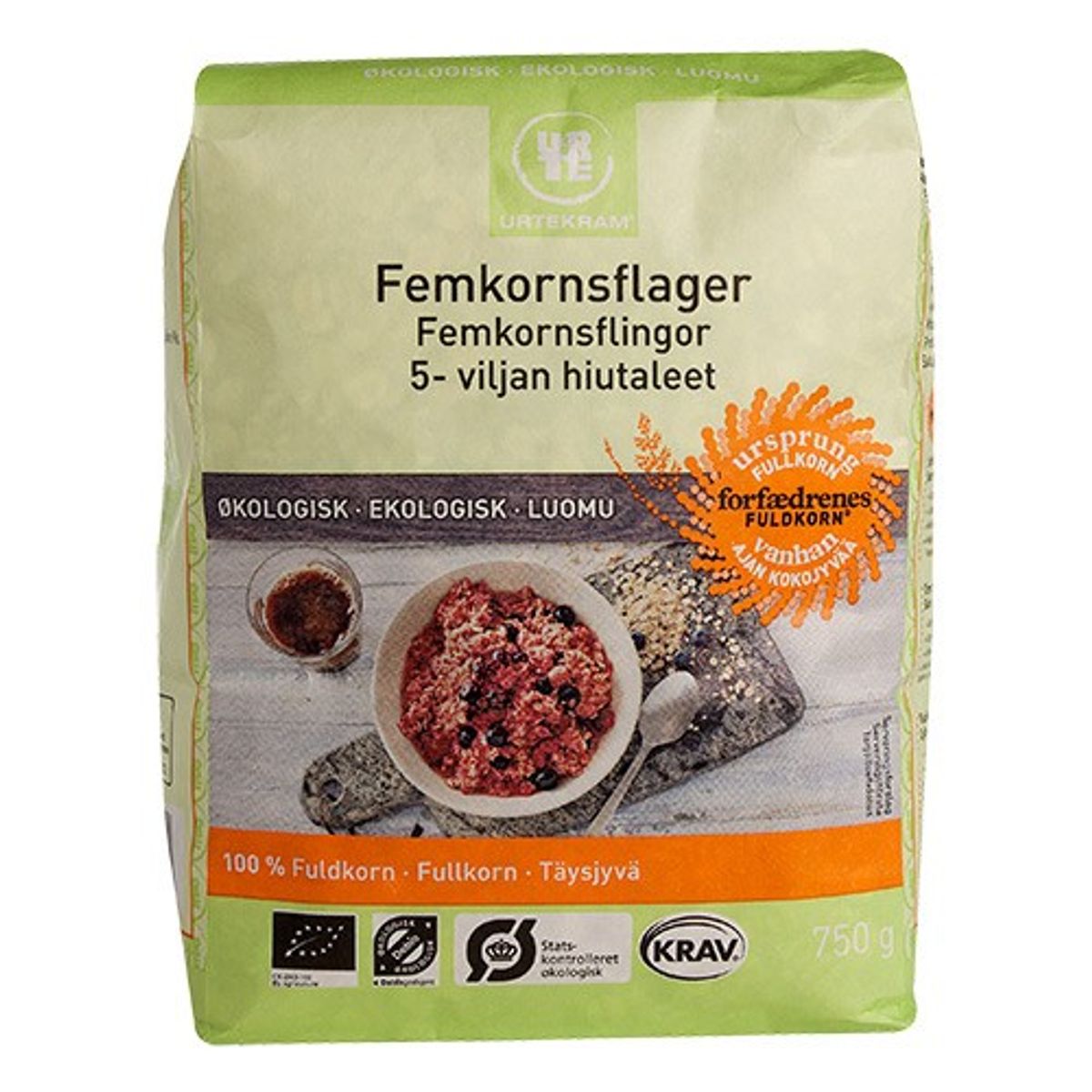 Femkornsflager Økologisk - 750 gr - Urtekram