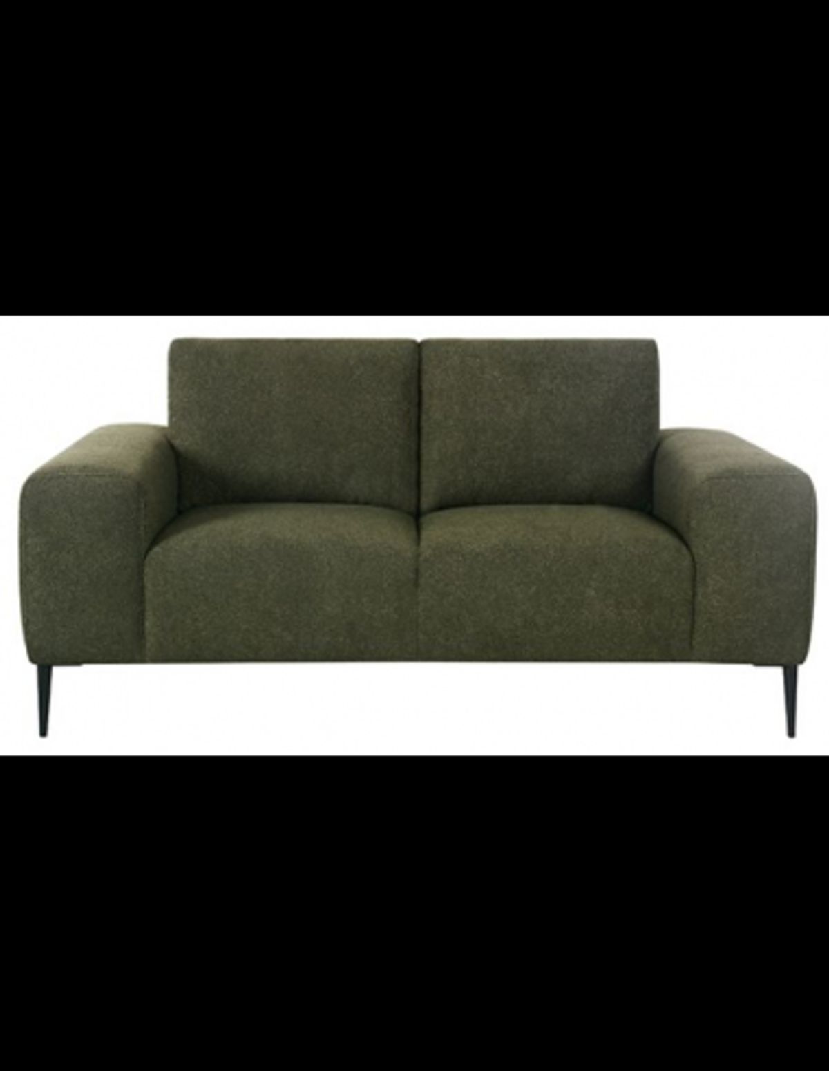 Ferraro 2-personers sofa i metal og bouclé polyester 172 x 88 cm - Sort/Mørkegrøn