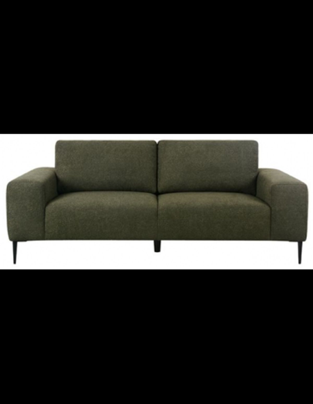 Ferraro 3-personers sofa i metal og bouclé polyester 212 x 88 cm - Sort/Mørkegrøn