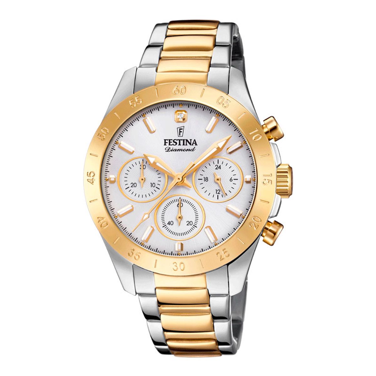 Festina Diamond dameur med chronograph, tofarvet stål