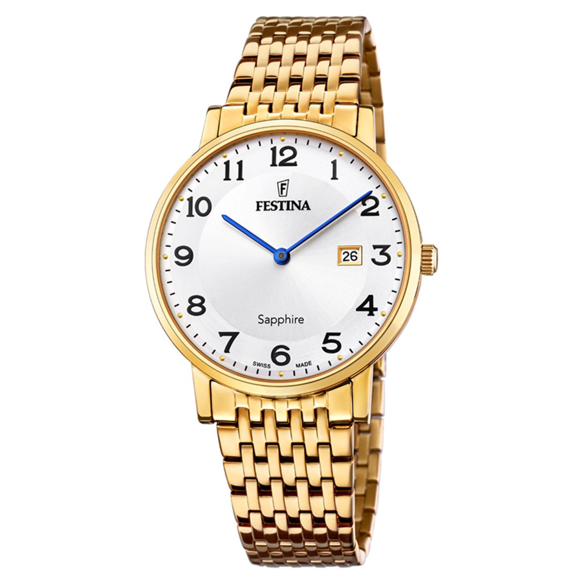 Festina Swiss Made Slim herreur i guldfarvet med lys urskive