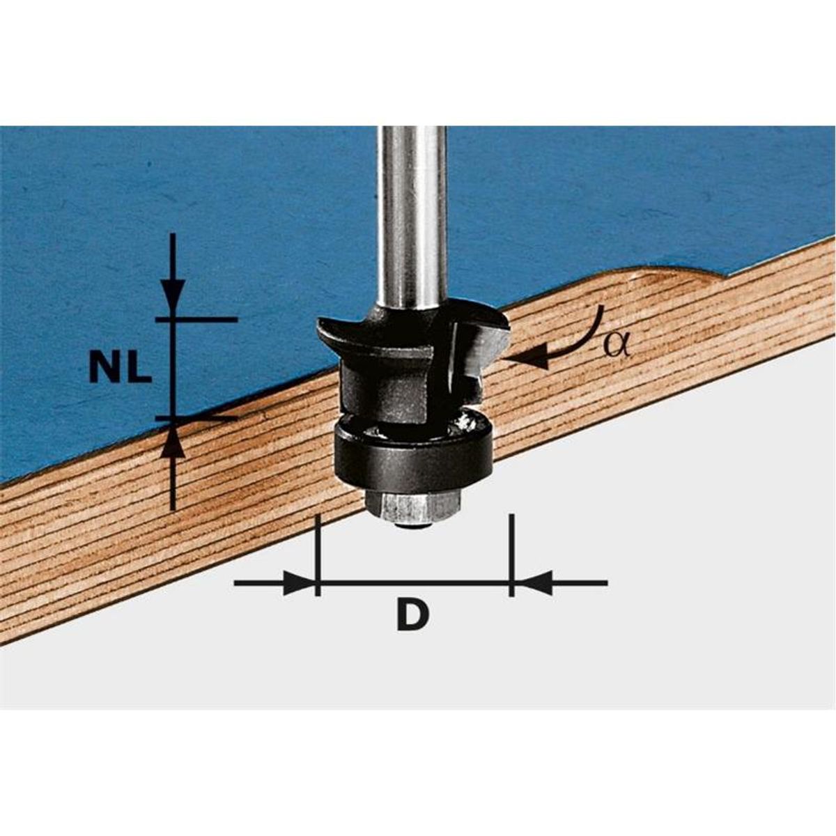 Festool Fas-/kantfræser, skaft 8 mm HW S8 D24/0 ° +45 °